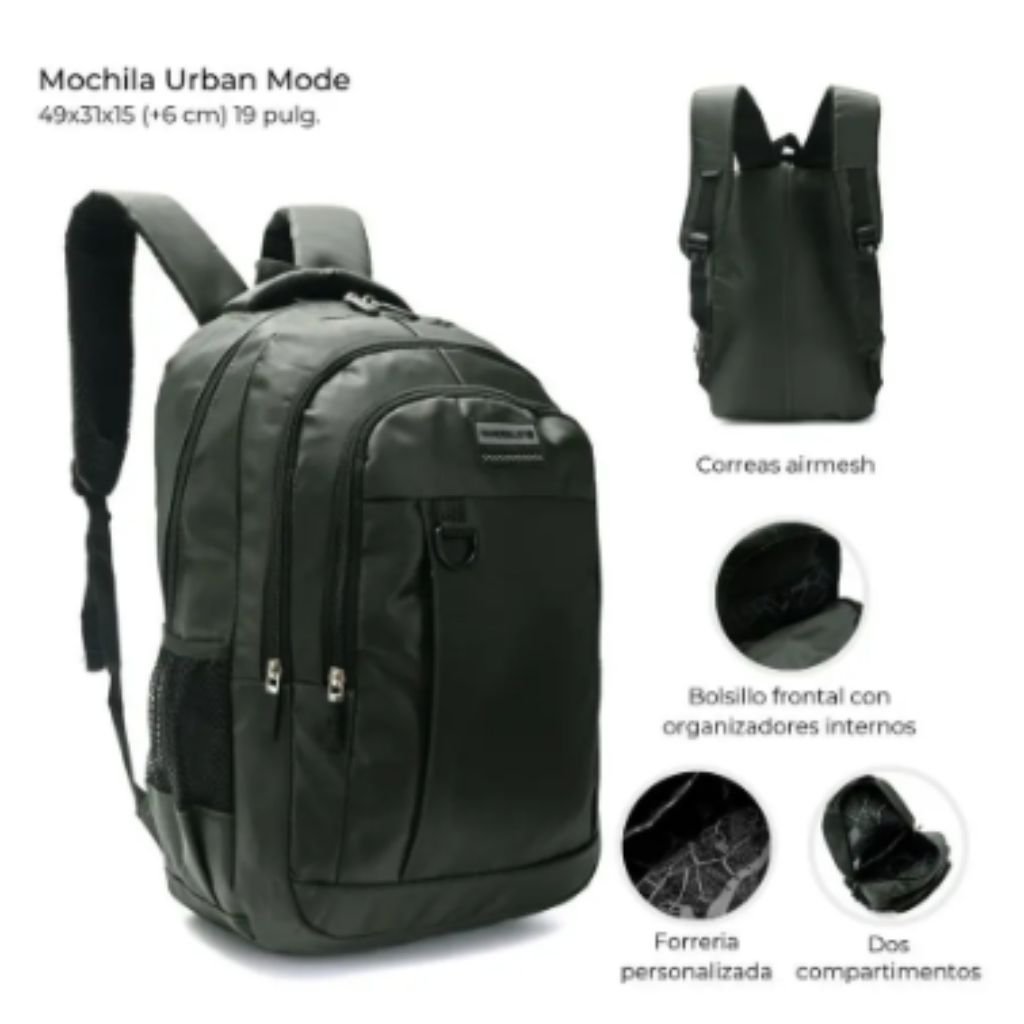 MOCHILA-WANDERLUST-URBAN-MODE-19´´-VERDE-DETALLES